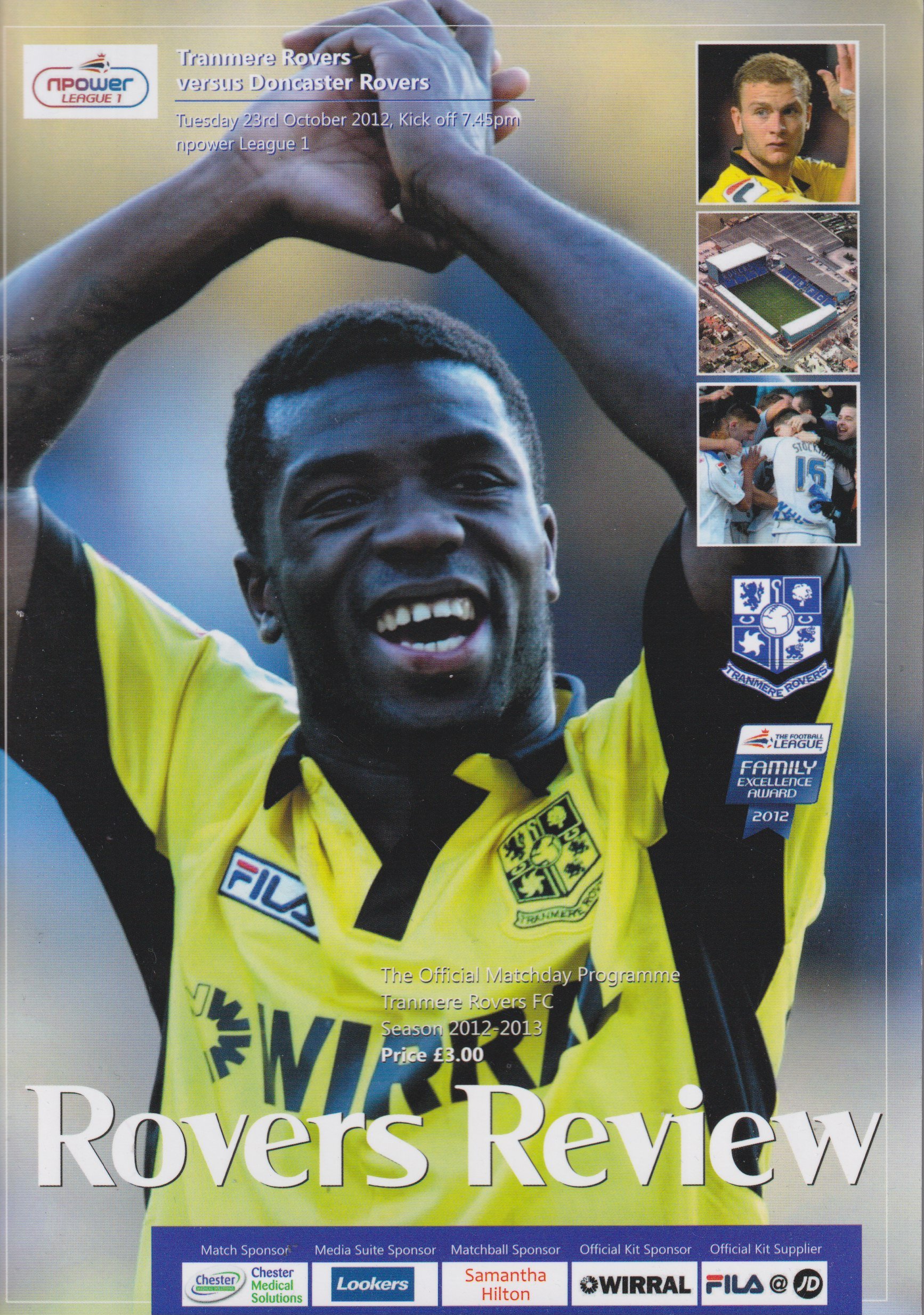Tranmere Rovers v Doncaster Rovers match programme
